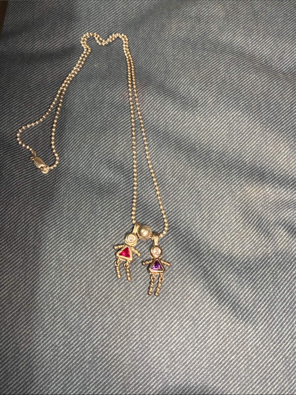 925 Necklace with Red and Purple Girl Charms